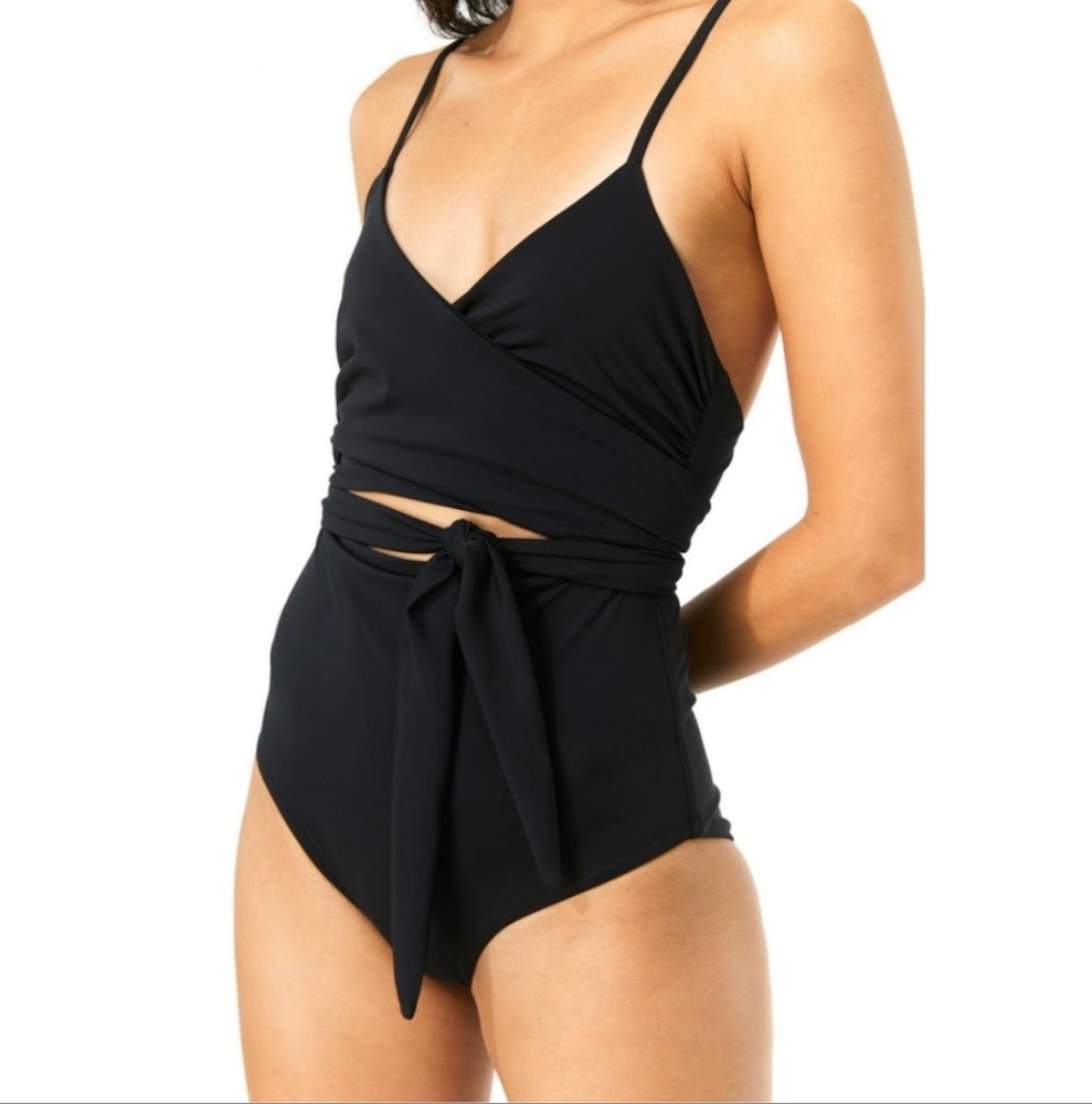 Mara Hoffman Isolde Wrap One-Piece Swimsuit Black M Medium